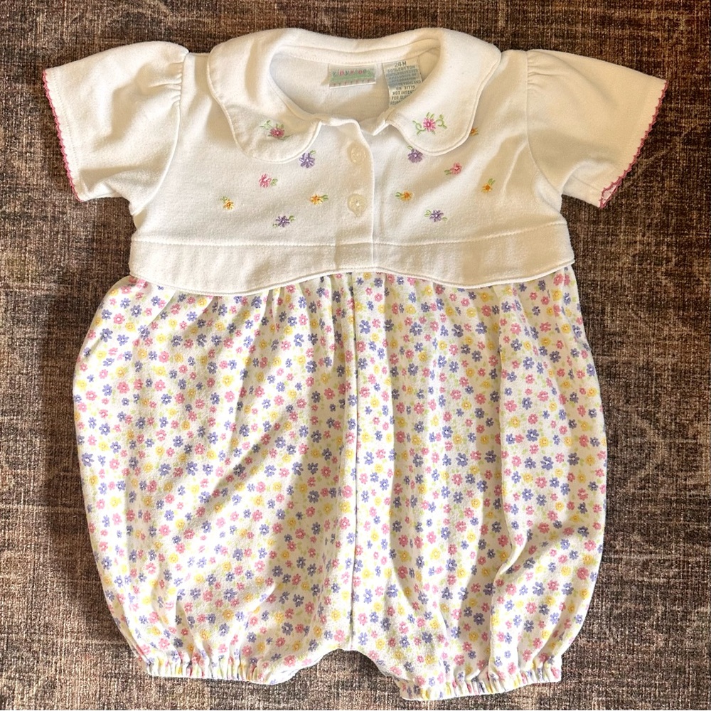 Vintage Tiny Toes Floral Baby Romper | 24M